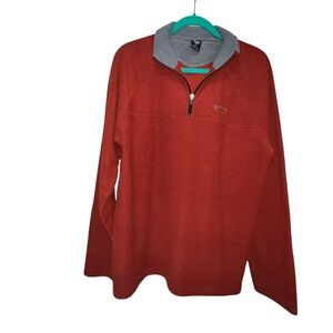 Mens Vintage PrAna Quarter Zip Sweater Burnt Orange Pullover Outdoor Hiking XL